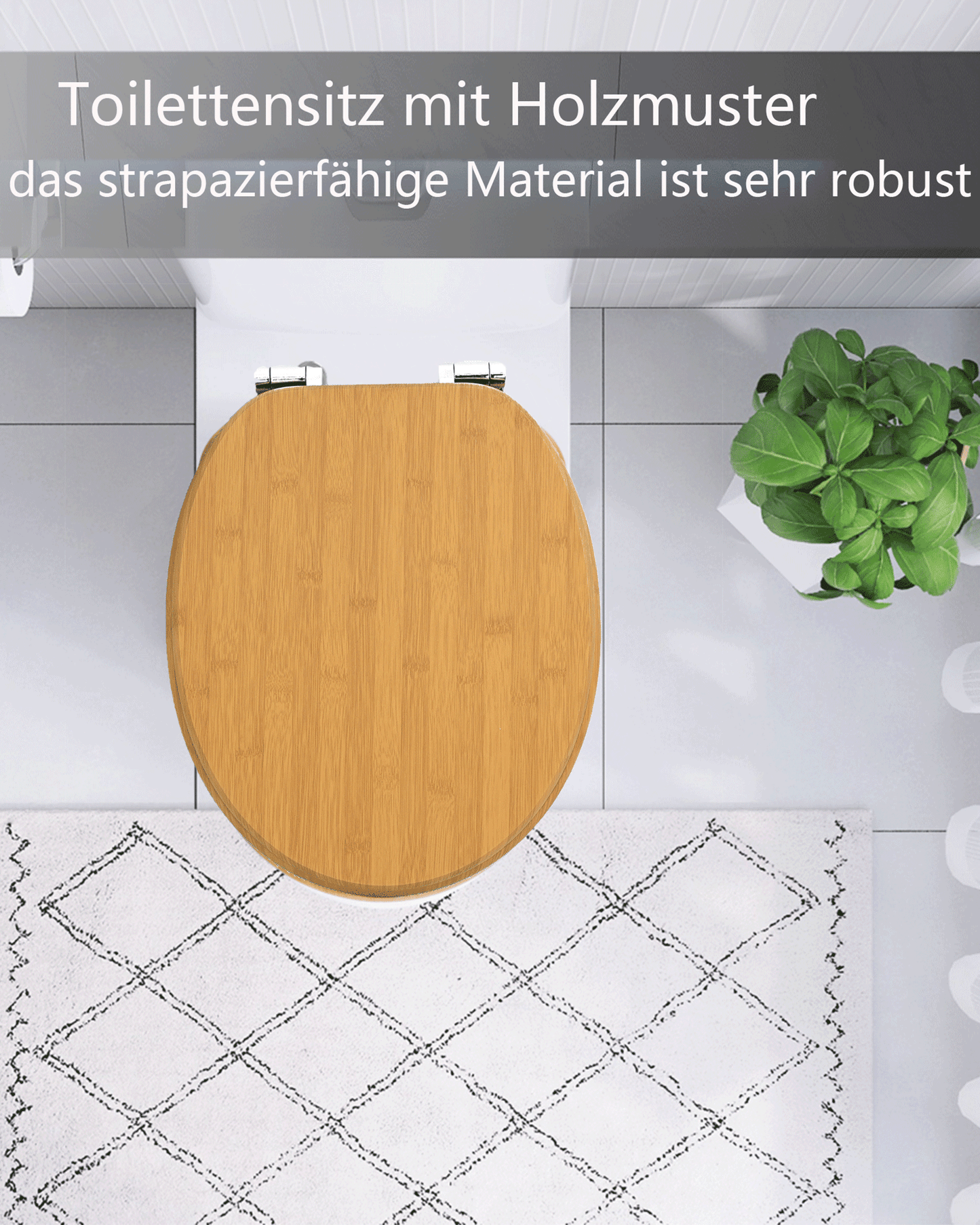 SINOBATH (Z01) Toilettensitz mit Absenkautomatik, Softclose-Scharnier(Bambusholzmaserung)