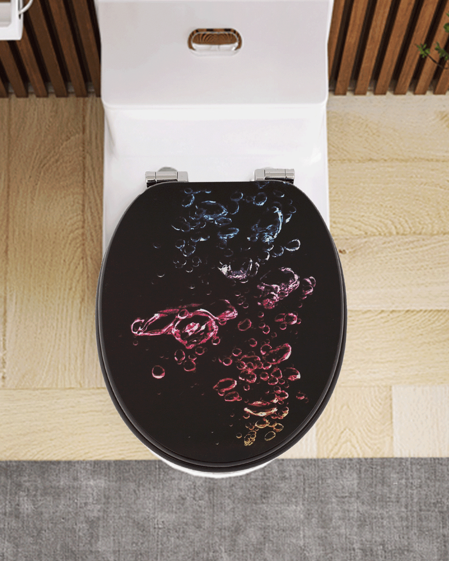 SINOBATH (H170) mit Absenkautomatik, MDF-Holzkern, Softclose-Scharnier Toilettensitz(Bunte Wassertropfen)