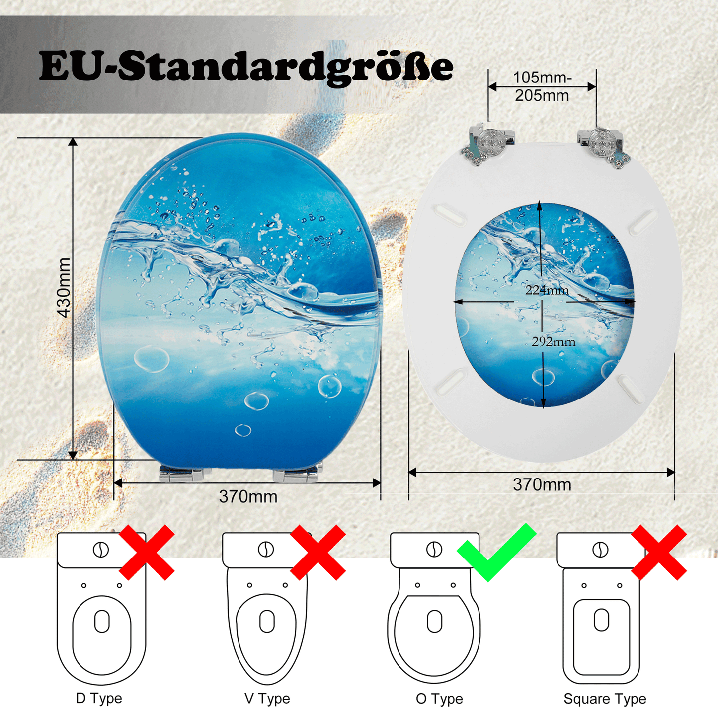 SINOBATH MDF-Holzkern, WC-Sitz Toilettensitz mit Absenkautomatik, Softclose-Scharnier£¨H051£©