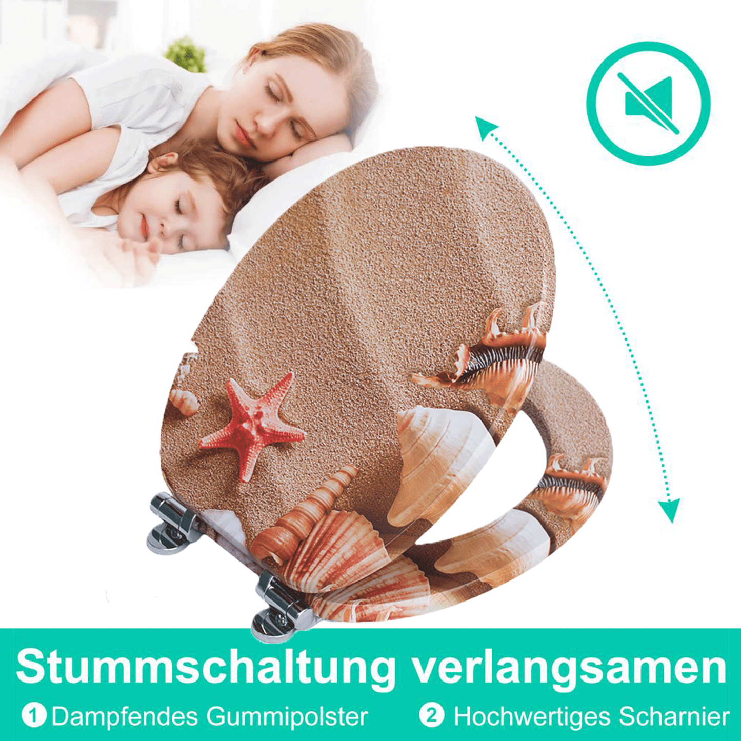 SINOBATH MDF-Holzkern, WC-Sitz Toilettensitz mit Absenkautomatik, Softclose-Scharnier(H308)