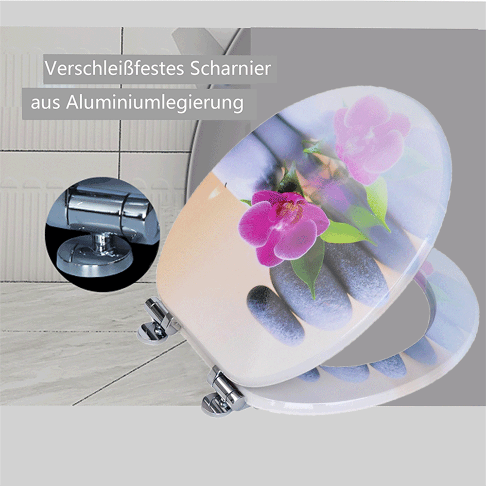 SINOBATH MDF-Holzkern, WC-Sitz Toilettensitz mit Absenkautomatik, Softclose-Scharnier(H351)