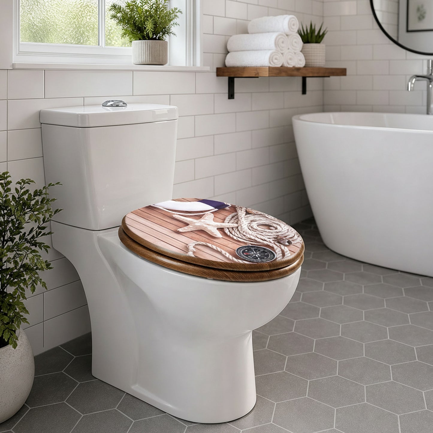 SINOBATH MDF WC-Sitz Gedruckte Muster Softclose Toilettensitz — H373