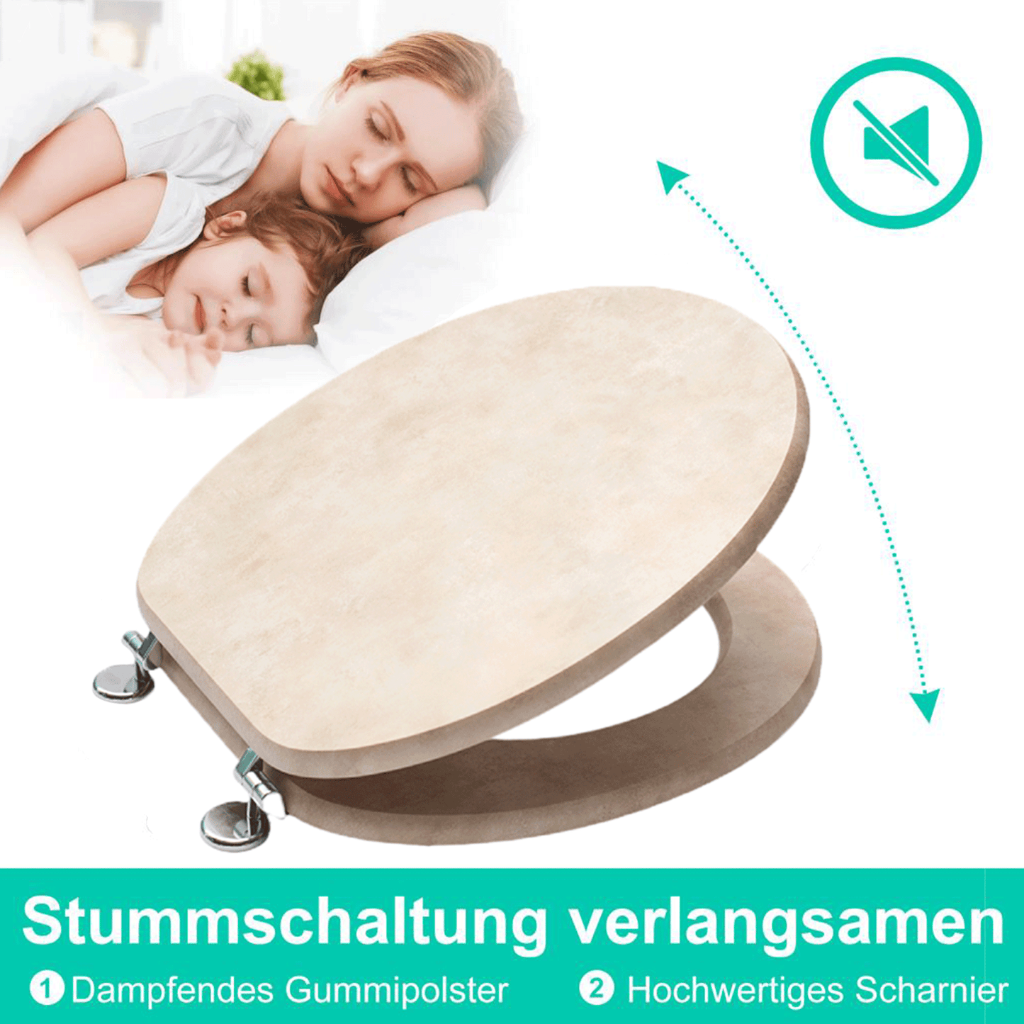 SINOBATH MDF-Holzkern, WC-Sitz Toilettensitz mit Absenkautomatik, Softclose-Scharnier(S39)