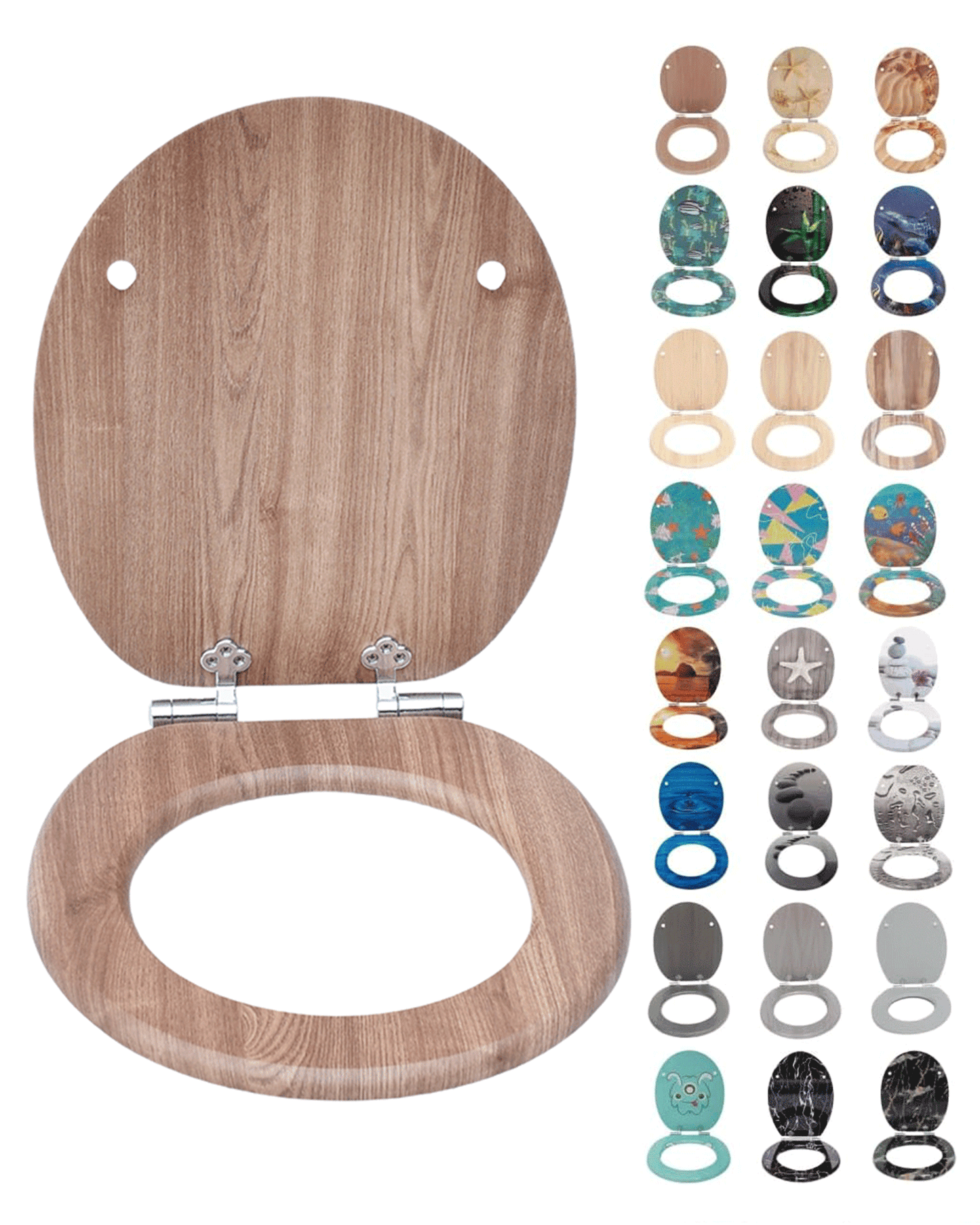 SINOBATH (W101) mit Absenkautomatik, Softclose-Scharnier,MDF-Holzkern, WC-Sitz Toilettensitz (Holz)