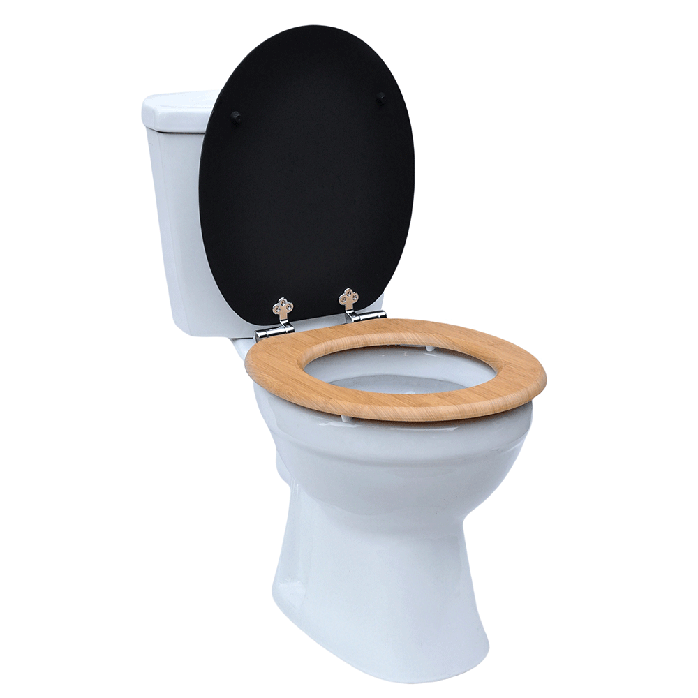 SINOBATH (W103) mit Absenkautomatik, Softclose-Scharnier,MDF-Holzkern, WC-Sitz Toilettensitz (schwarz+gold)