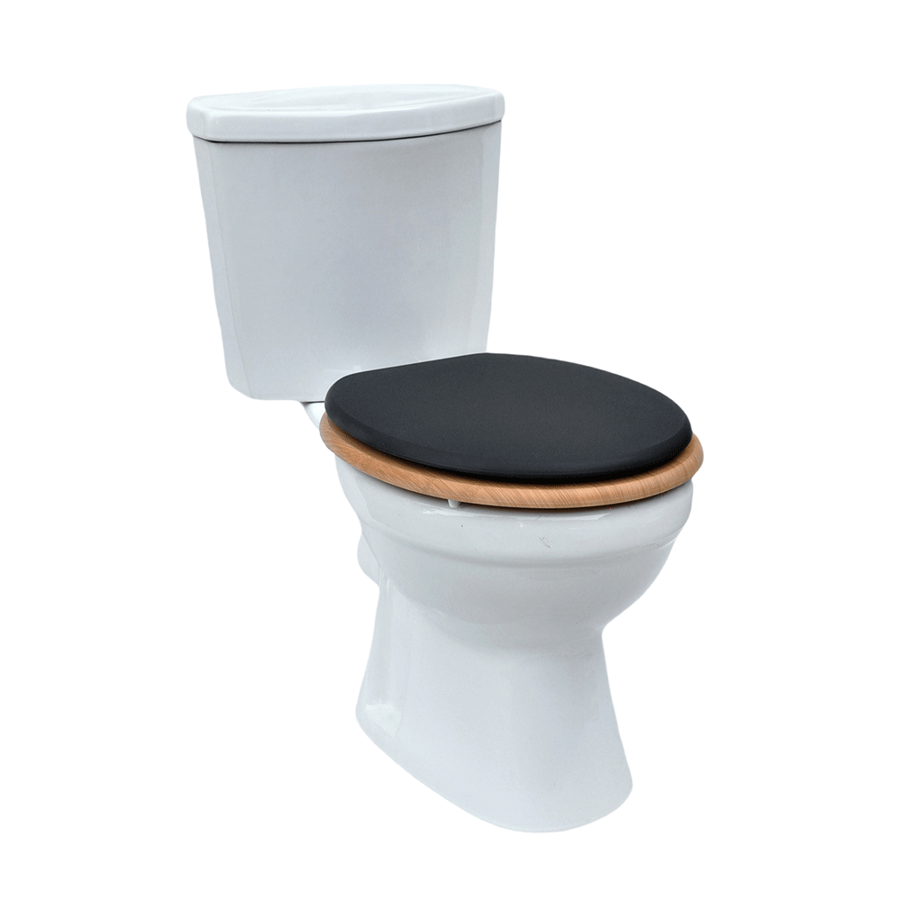 SINOBATH (W103) mit Absenkautomatik, Softclose-Scharnier,MDF-Holzkern, WC-Sitz Toilettensitz (schwarz+gold)