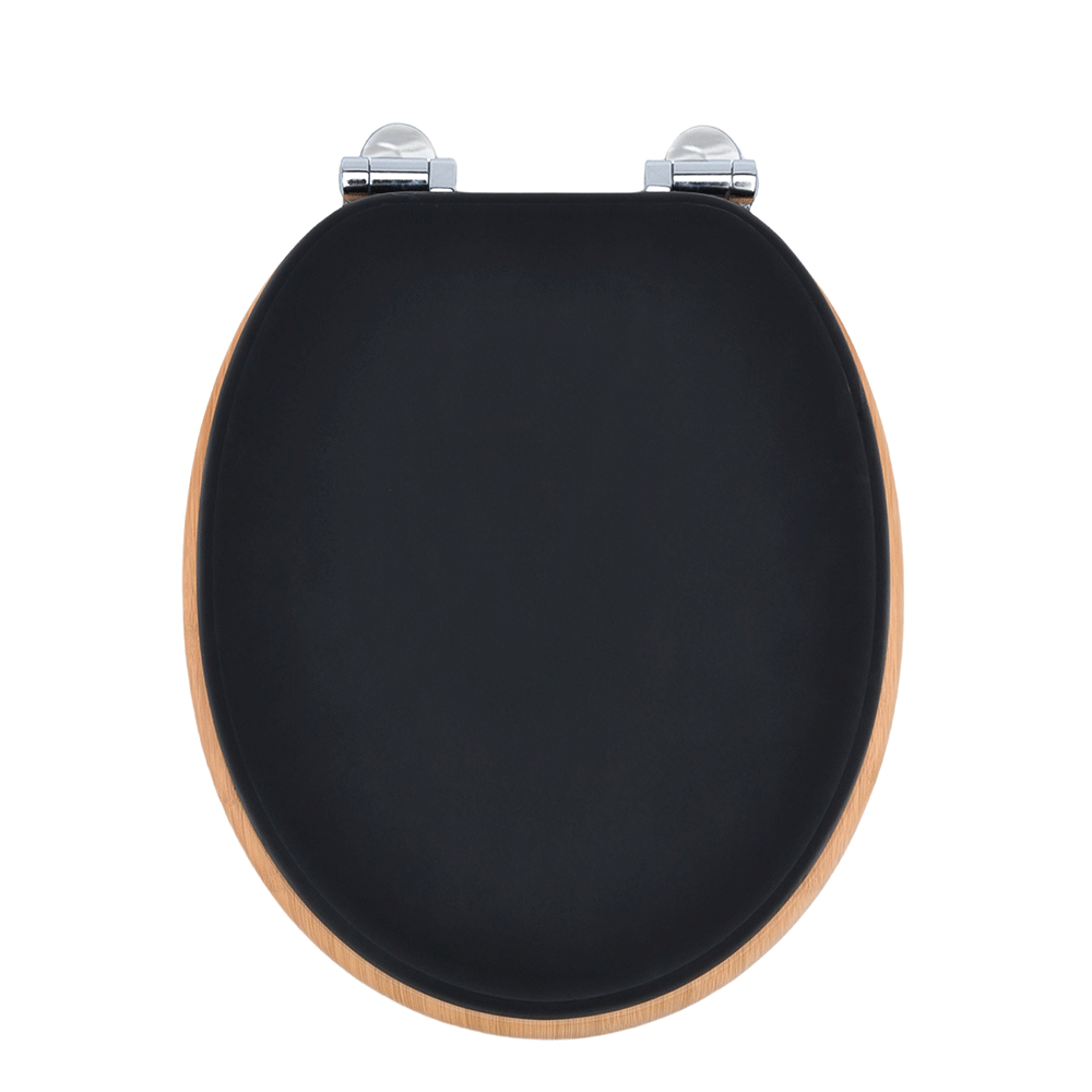 SINOBATH (W103) mit Absenkautomatik, Softclose-Scharnier,MDF-Holzkern, WC-Sitz Toilettensitz (schwarz+gold)