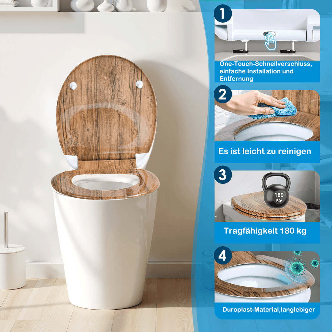 L'Abattant WC MDF Noyau Bois Antibactérien : Avantages, Entretien et Durabilité