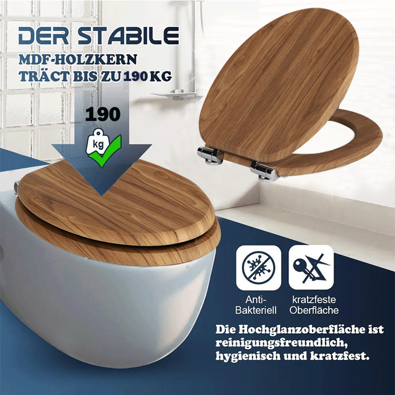 SINOBATH MDF WC-Sitz Retro-Holz Softclose Toilettensitz — W118