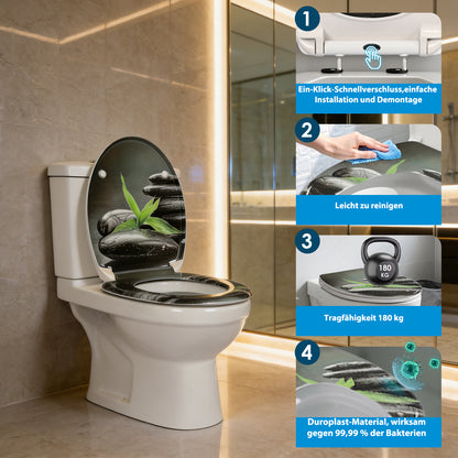 SINOBATH Duroplast WC-Sitz O-Form, Kleines Gras-Optik Absenkautomatik — UF12-421