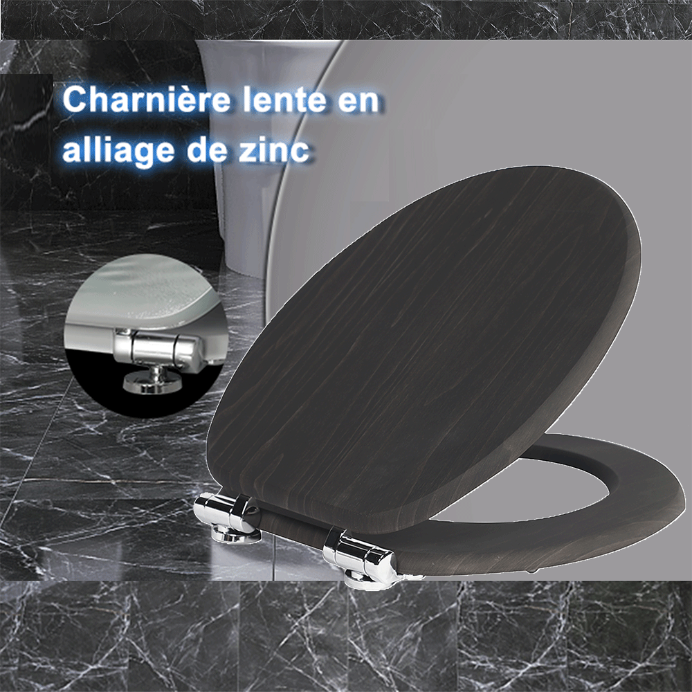 SINOBATH MDF-Holzkern, WC-Sitz Toilettensitz mit Absenkautomatik, Softclose-Scharnier(W113)