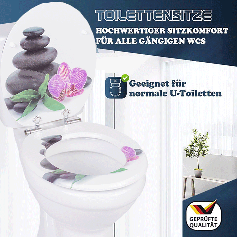 SINOBATH MDF-Holzkern, WC-Sitz Toilettensitz mit Absenkautomatik, Softclose-Scharnier （H128）