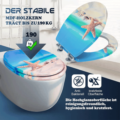 SINOBATH MDF-Holzkern, WC-Sitz Toilettensitz mit Absenkautomatik, Softclose-Scharnier（H149)