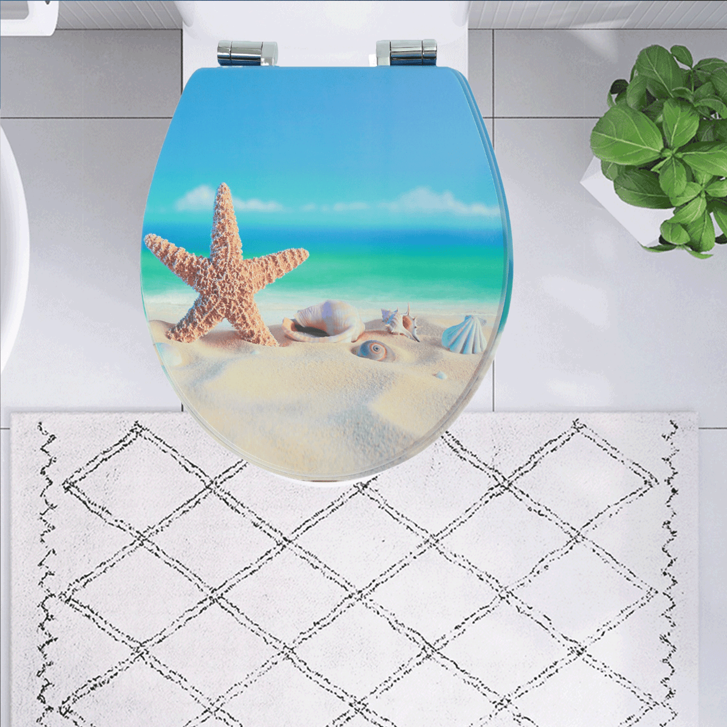 SINOBATH MDF-Holzkern, WC-Sitz Toilettensitz mit Absenkautomatik, Softclose-Scharnier（H149)