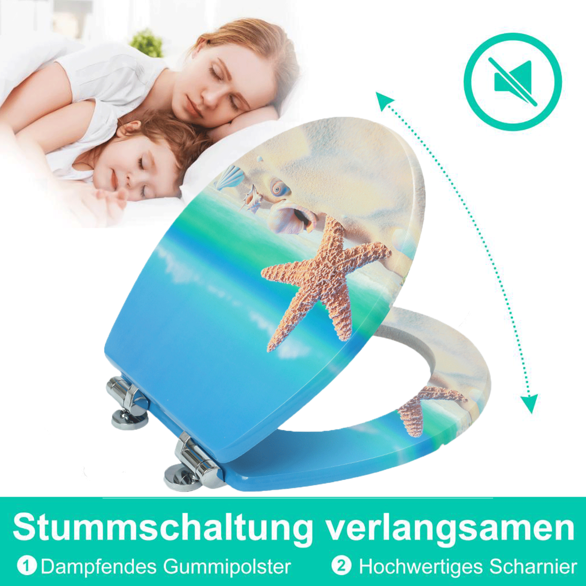 SINOBATH MDF-Holzkern, WC-Sitz Toilettensitz mit Absenkautomatik, Softclose-Scharnier（H149)