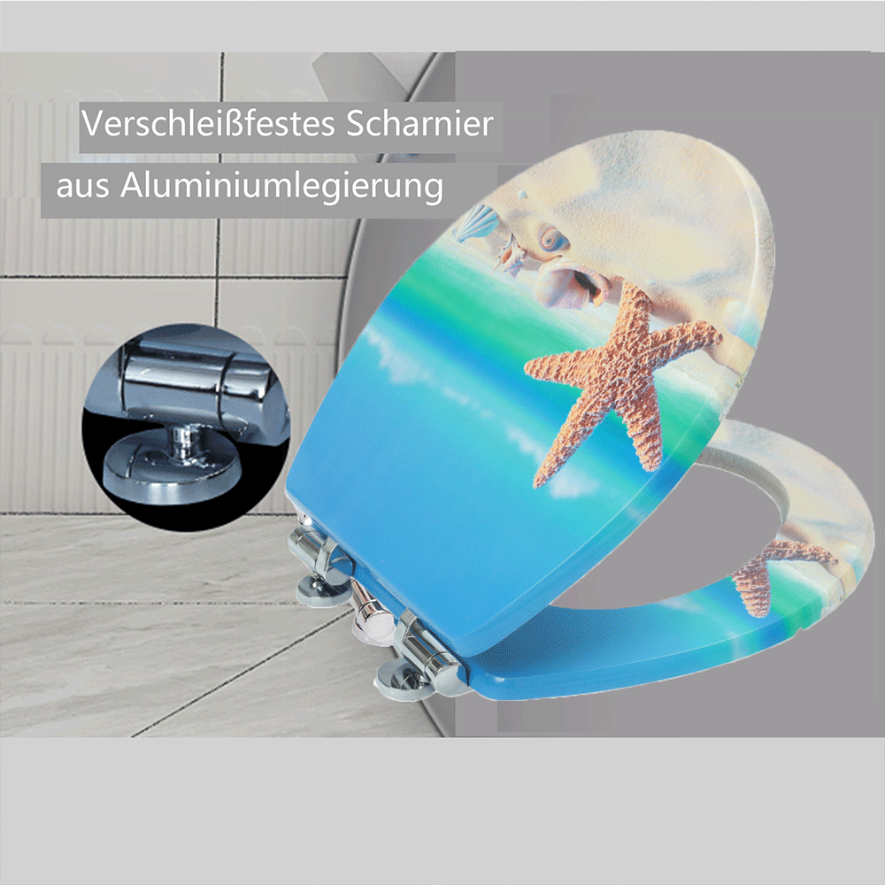 SINOBATH MDF-Holzkern, WC-Sitz Toilettensitz mit Absenkautomatik, Softclose-Scharnier（H149)