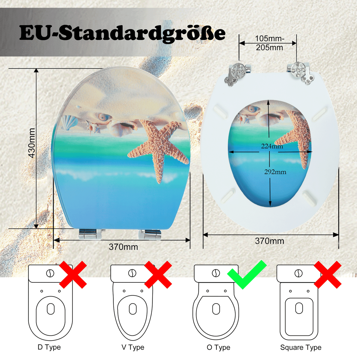 SINOBATH MDF-Holzkern, WC-Sitz Toilettensitz mit Absenkautomatik, Softclose-Scharnier（H149)