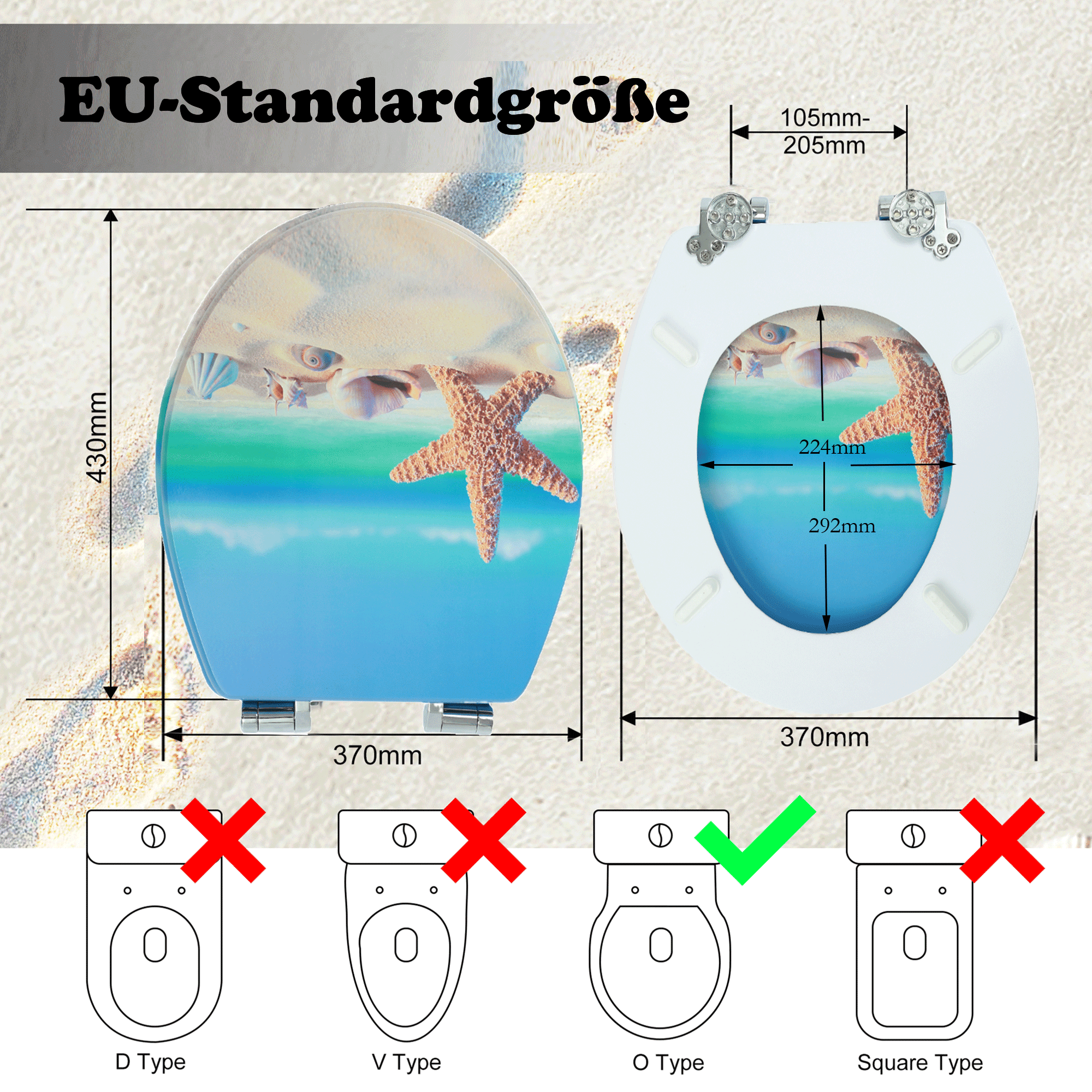 SINOBATH MDF-Holzkern, WC-Sitz Toilettensitz mit Absenkautomatik, Softclose-Scharnier（H149)