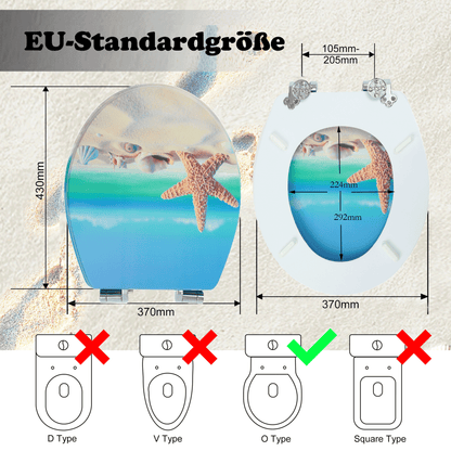 SINOBATH MDF-Holzkern, WC-Sitz Toilettensitz mit Absenkautomatik, Softclose-Scharnier（H149)