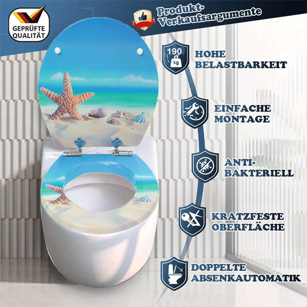 SINOBATH MDF-Holzkern, WC-Sitz Toilettensitz mit Absenkautomatik, Softclose-Scharnier（H149)