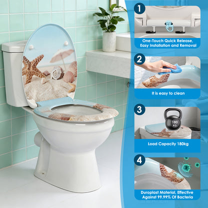 SINOBATH Duroplast WC-Sitz O-Form, Seestern-Optik Absenkautomatik — UF12-022