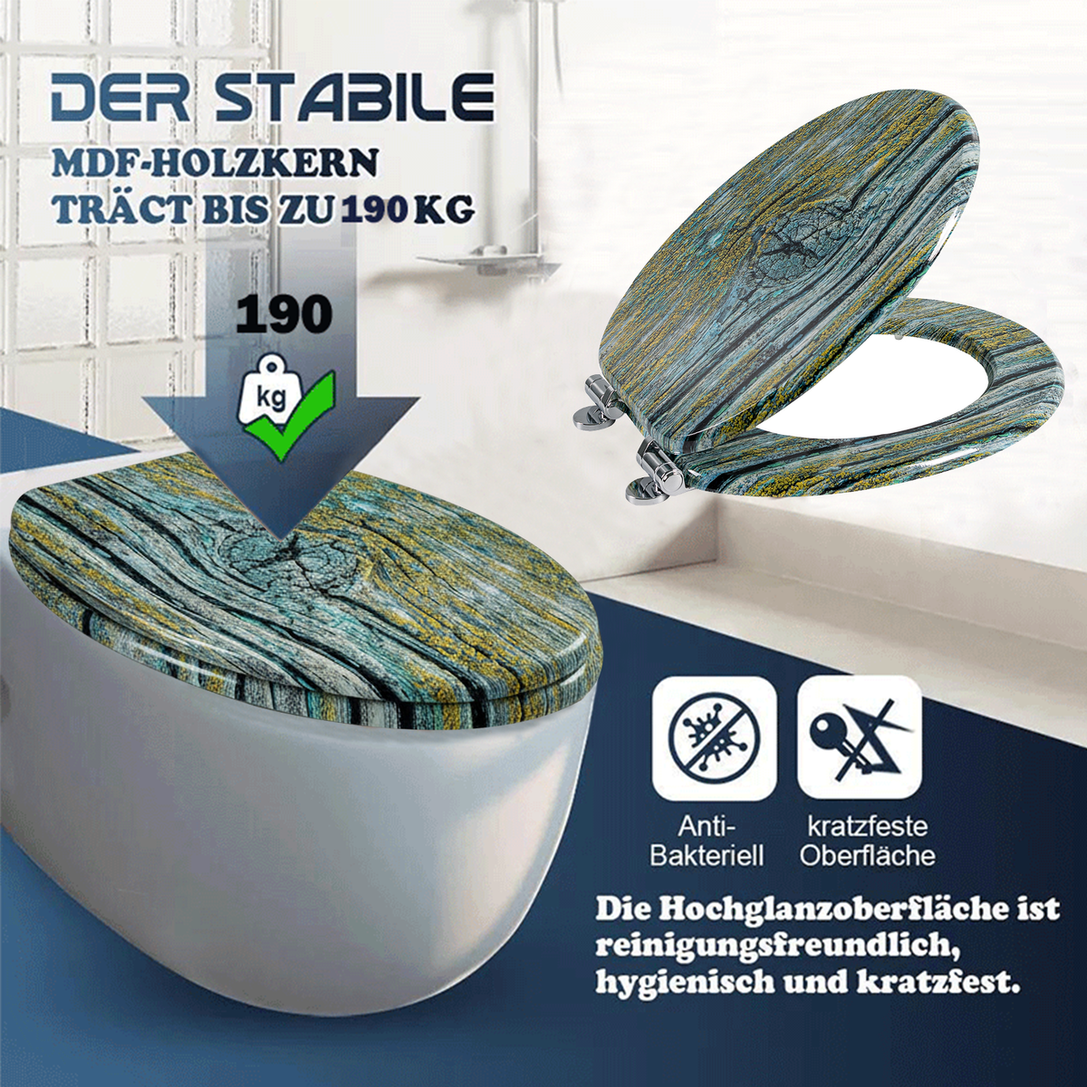 SINOBATH MDF WC-Sitz Gedruckte Muster Softclose Toilettensitz — H389