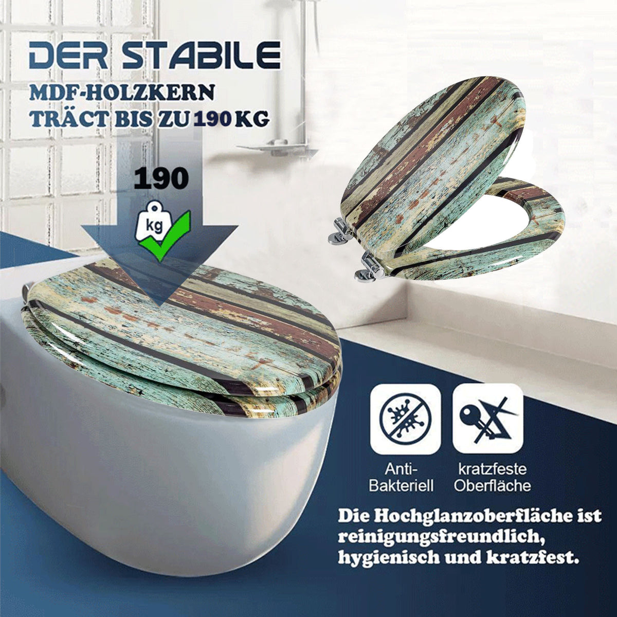 SINOBATH MDF WC-Sitz Gedruckte Muster Softclose Toilettensitz — H391