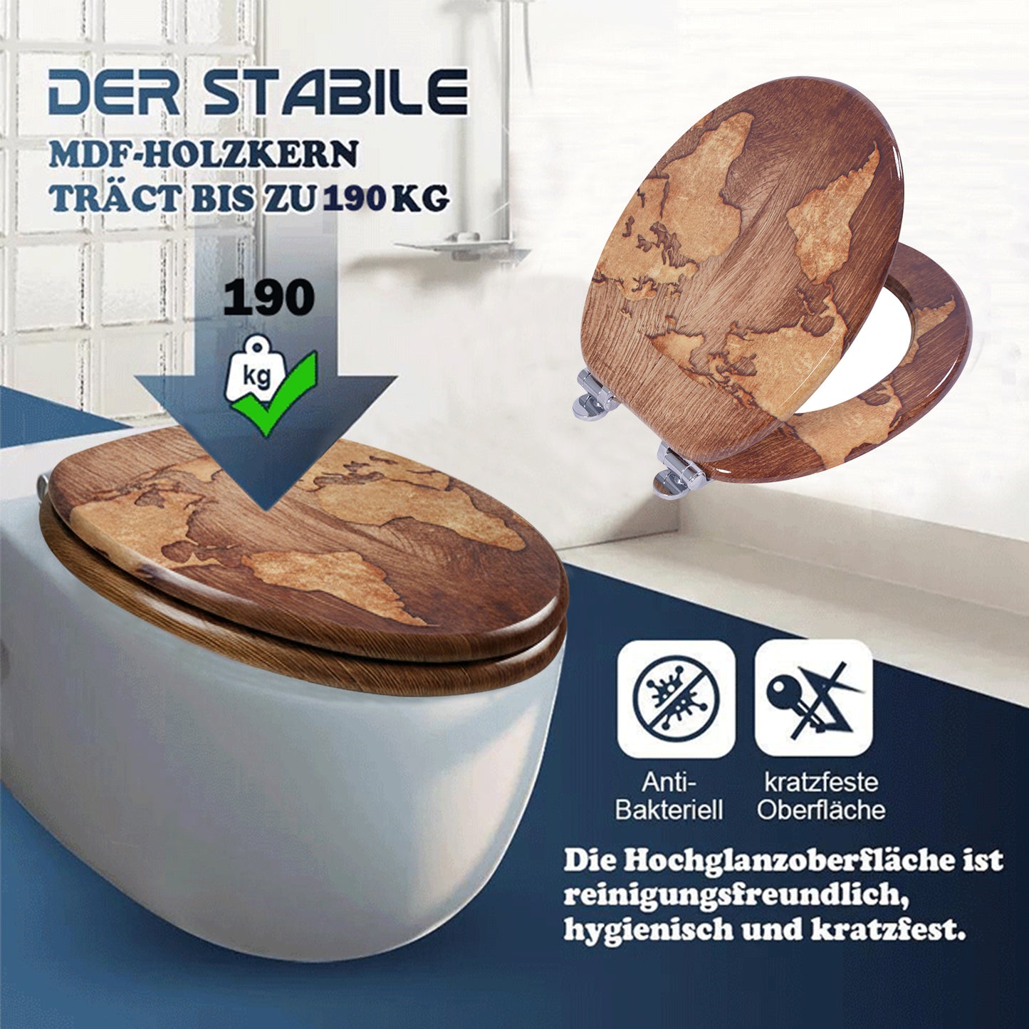 SINOBATH MDF WC-Sitz Gedruckte Muster Softclose Toilettensitz — H378