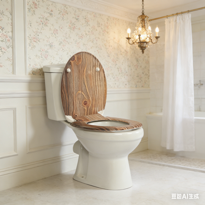 SINOBATH Duroplast WC-Sitz O-Form, Holzmaserung-Optik Absenkautomatik — UF12-751