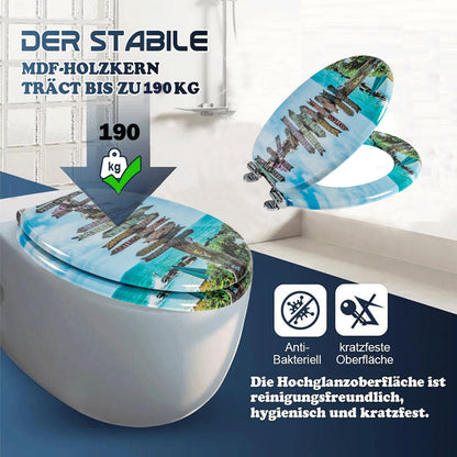 SINOBATH MDF WC-Sitz Gedruckte Muster Softclose Toilettensitz — H397