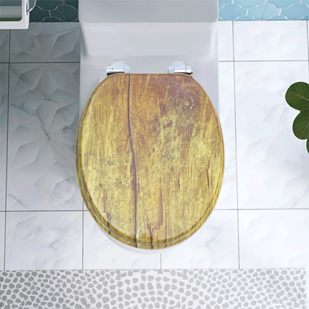 SINOBATH MDF-Holzkern, WC-Sitz Toilettensitz mit Absenkautomatik, Softclose-Scharnier（H042)