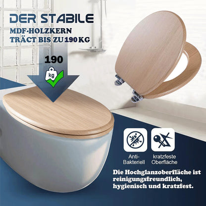 SINOBATH MDF-Holzkern, WC-Sitz Toilettensitz mit Absenkautomatik, Softclose-Scharnier (W042)