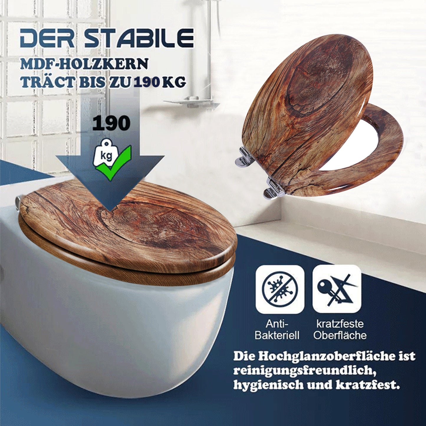 SINOBATH MDF WC-Sitz Gedruckte Muster Softclose Toilettensitz — H375