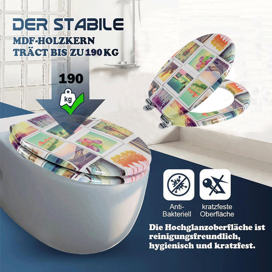 SINOBATH MDF WC-Sitz Gedruckte Muster Softclose Toilettensitz — H399