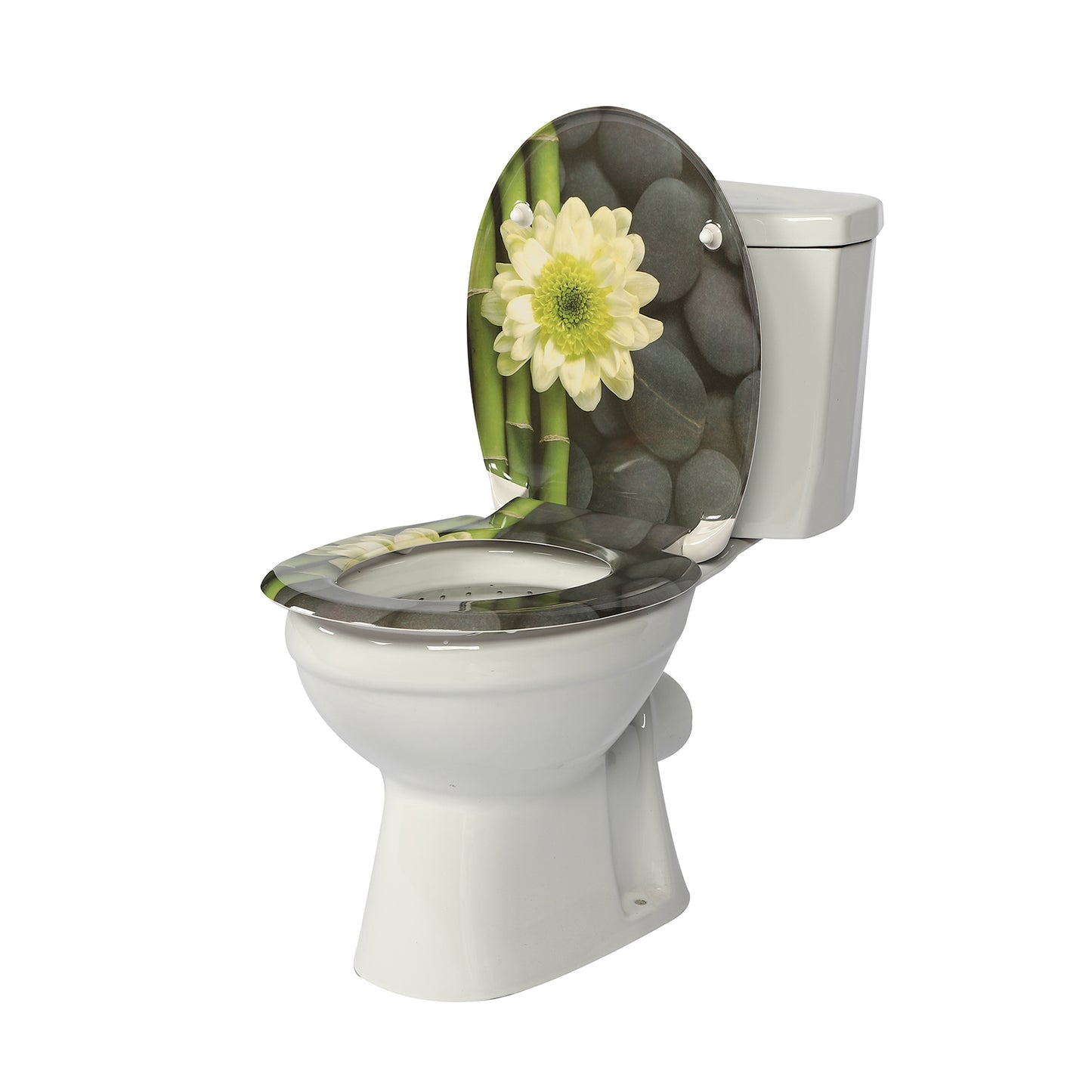 SINOBATH Duroplast WC-Sitz O-Form Blume-Optik Absenkautomatik — UF12-240