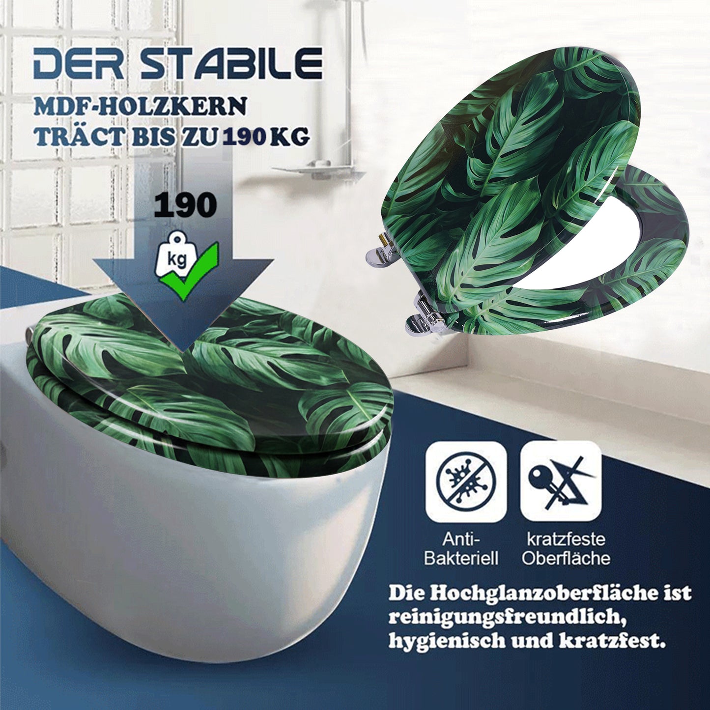 SINOBATH MDF WC-Sitz Gedruckte Muster Softclose Toilettensitz — H379
