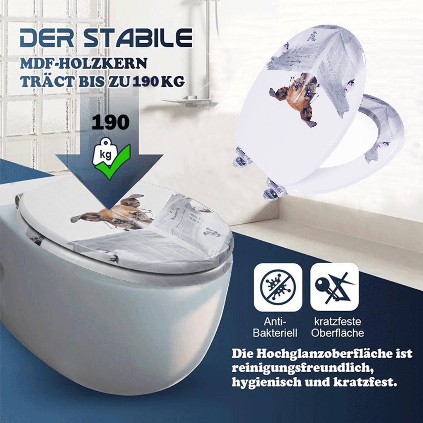 SINOBATH MDF WC-Sitz Gedruckte Muster Softclose Toilettensitz — H376
