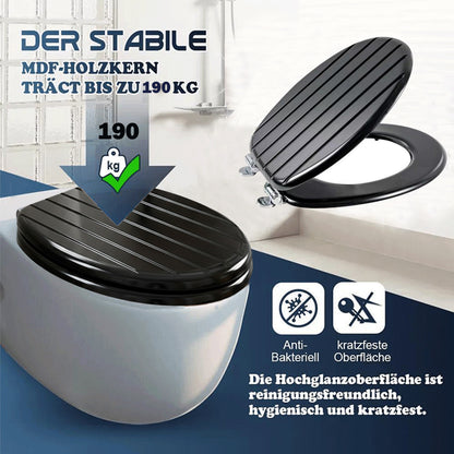 SINOBATH MDF WC-Sitz  Schwarz Softclose Toilettensitz — D77