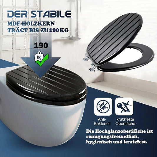 SINOBATH MDF WC-Sitz  Schwarz Softclose Toilettensitz — D77