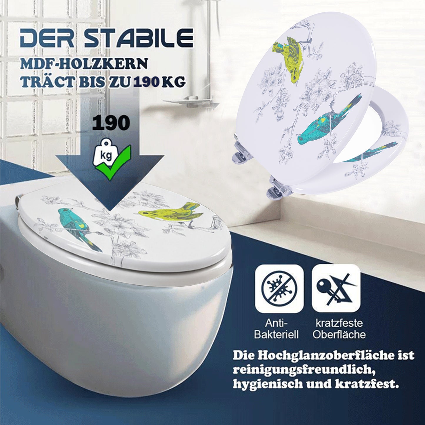SINOBATH MDF WC-Sitz Gedruckte Muster Softclose Toilettensitz — H371