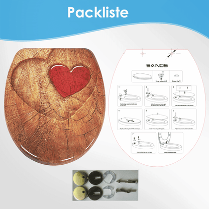 SAINOS O-förmiger Premium-Duroplast Toilettensitz Toilettendeckel, WC Sitz mit Absenkautomatik, Quick-Release Funktion für einfach Reinigung, O Form Weiß Toilettensitz mit Verstellbaren Scharnieren（UF12-225)