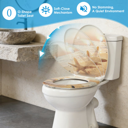 SINOBATH Duroplast WC-Sitz O-Form, Seestern-Optik Absenkautomatik — UF12-052