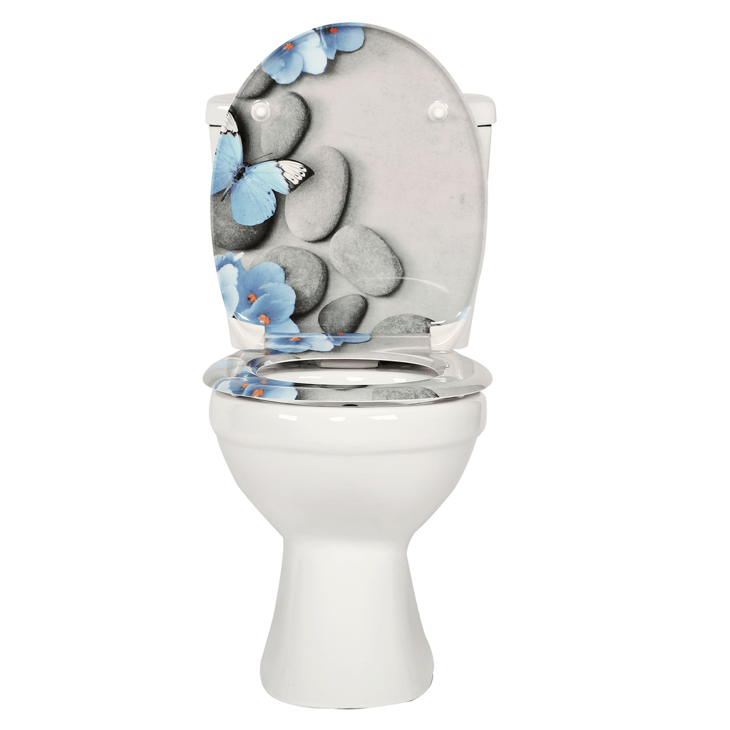 SAINOS O-förmiger Premium-Duroplast Toilettensitz Toilettendeckel, WC Sitz mit Absenkautomatik, Quick-Release Funktion für einfach Reinigung, O Form Weiß Toilettensitz mit Verstellbaren Scharnieren(US12-822)