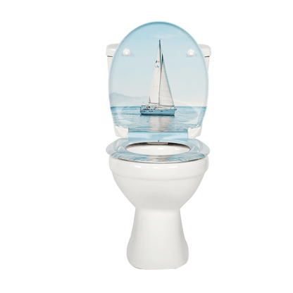 SAINOS O-förmiger Premium-Duroplast Toilettensitz Toilettendeckel, WC Sitz mit Absenkautomatik, Quick-Release Funktion für einfach Reinigung, O Form Weiß Toilettensitz mit Verstellbaren Scharnieren(UF12-344)