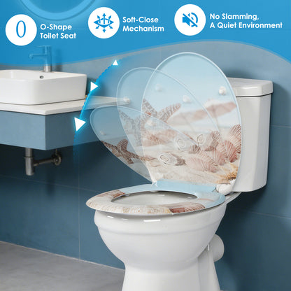 SINOBATH Duroplast WC-Sitz O-Form, Seestern-Optik Absenkautomatik — UF12-022