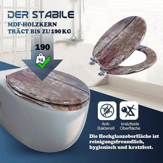 SINOBATH MDF WC-Sitz Gedruckte Muster Softclose Toilettensitz — H390
