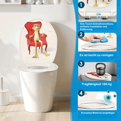 SAINOS O-förmiger Premium-Duroplast Toilettensitz Toilettendeckel, WC Sitz mit Absenkautomatik, Quick-Release Funktion für einfach Reinigung, O Form Weiß Toilettensitz mit Verstellbaren Scharnieren(UF12-350)