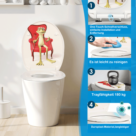 SAINOS O-förmiger Premium-Duroplast Toilettensitz Toilettendeckel, WC Sitz mit Absenkautomatik, Quick-Release Funktion für einfach Reinigung, O Form Weiß Toilettensitz mit Verstellbaren Scharnieren(UF12-350)