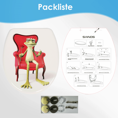 SAINOS O-förmiger Premium-Duroplast Toilettensitz Toilettendeckel, WC Sitz mit Absenkautomatik, Quick-Release Funktion für einfach Reinigung, O Form Weiß Toilettensitz mit Verstellbaren Scharnieren(UF12-350)
