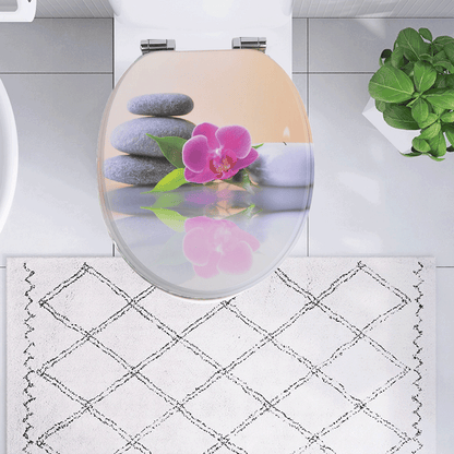 SINOBATH MDF-Holzkern, WC-Sitz Toilettensitz mit Absenkautomatik, Softclose-Scharnier（H351）